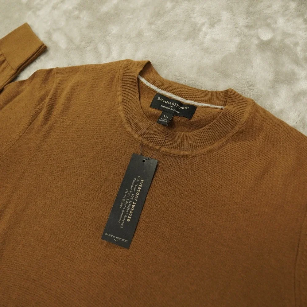 Banana‎ Republic Everyday Sweater Men's XS Crew Neck Brown Long Sleeve Preppy